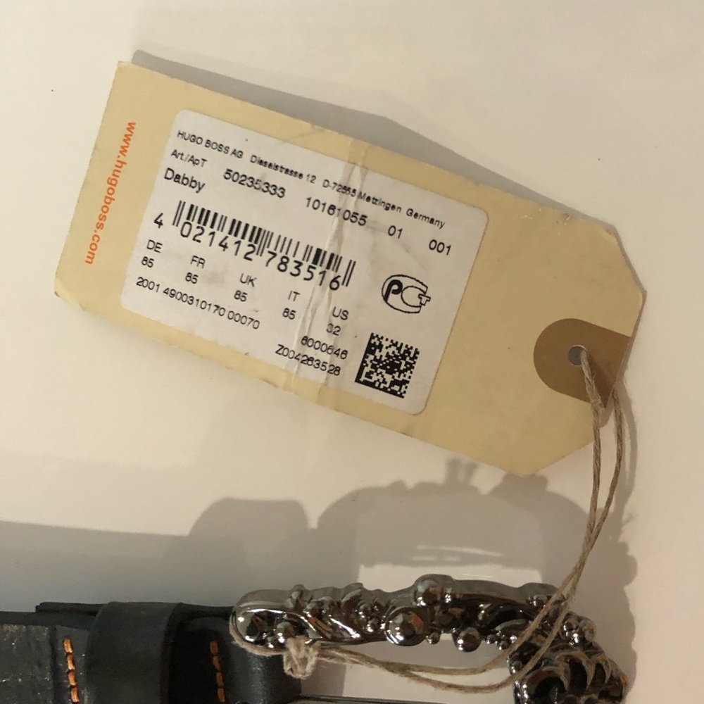 NWT Hugo Boss Orange Gunmetal Baroque Buckle belt - Picture 9 of 10